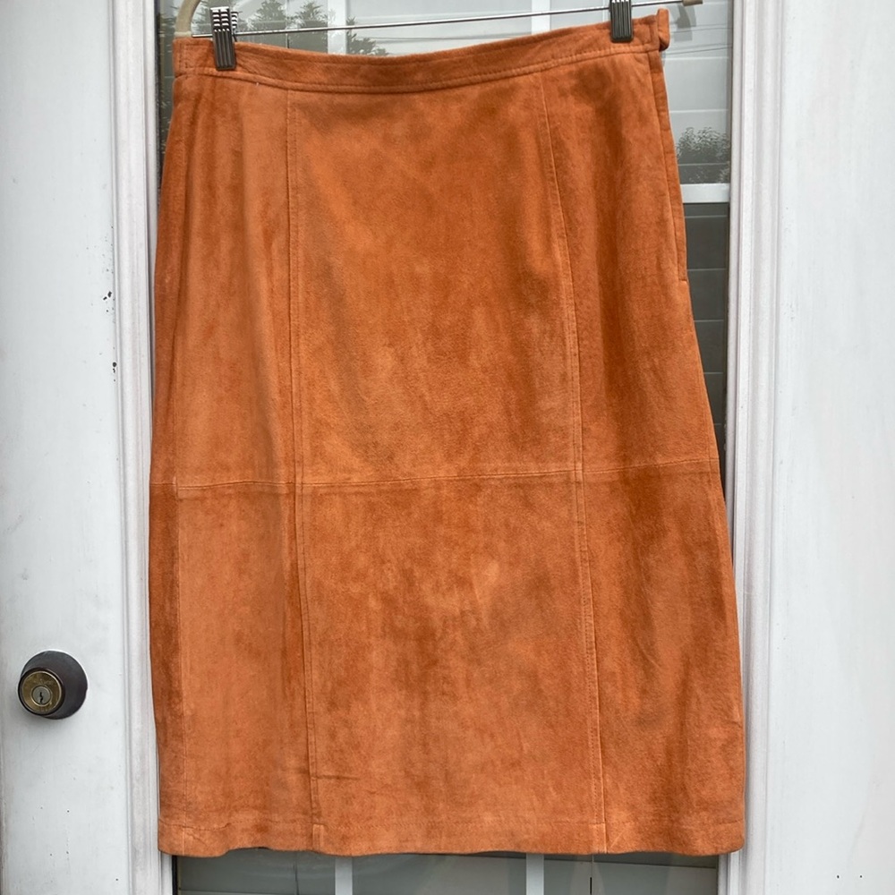 Terry Lewis Orange Leather Skirt Sz 12